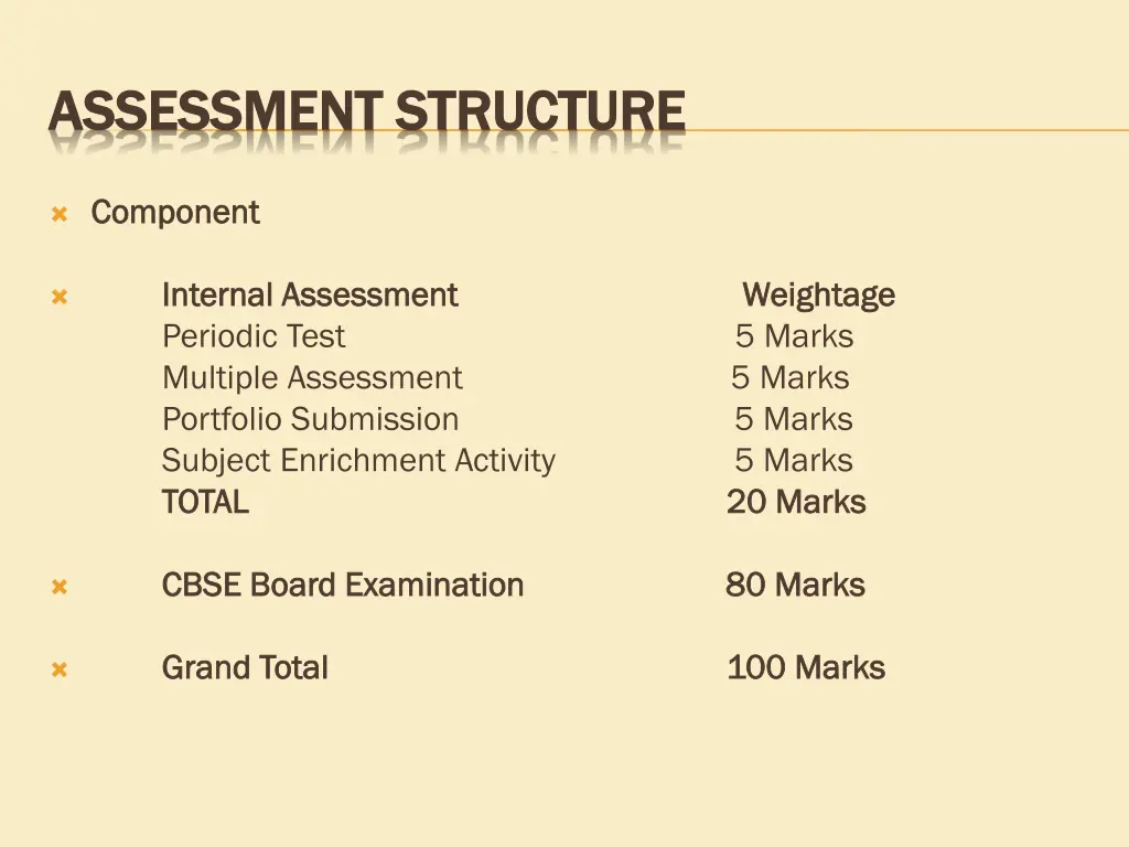 assessment structure assessment structure