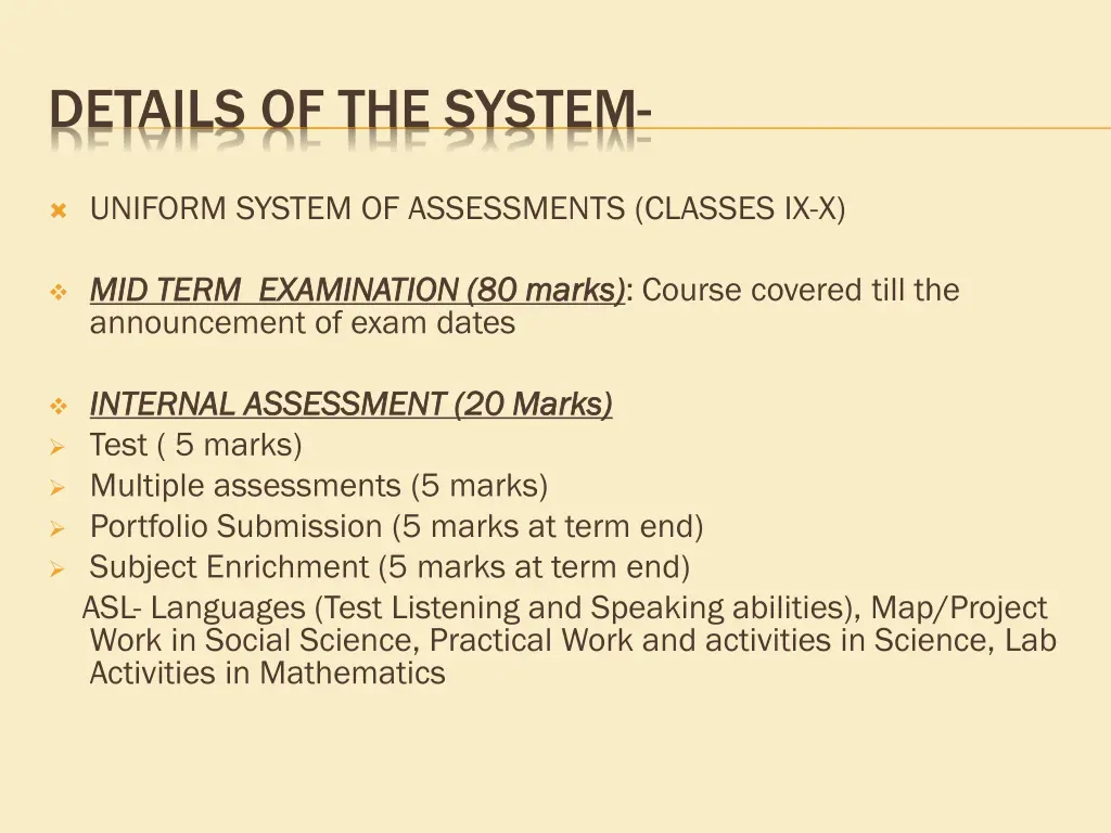 details of the system