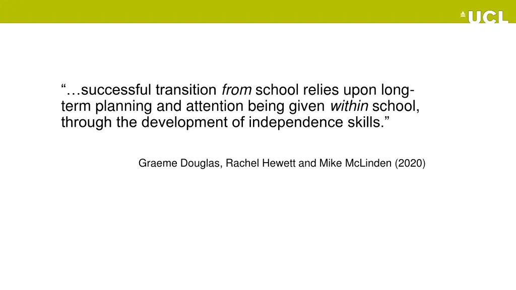successful transition from school relies upon
