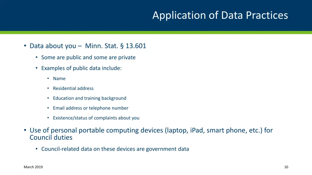 application of data practices