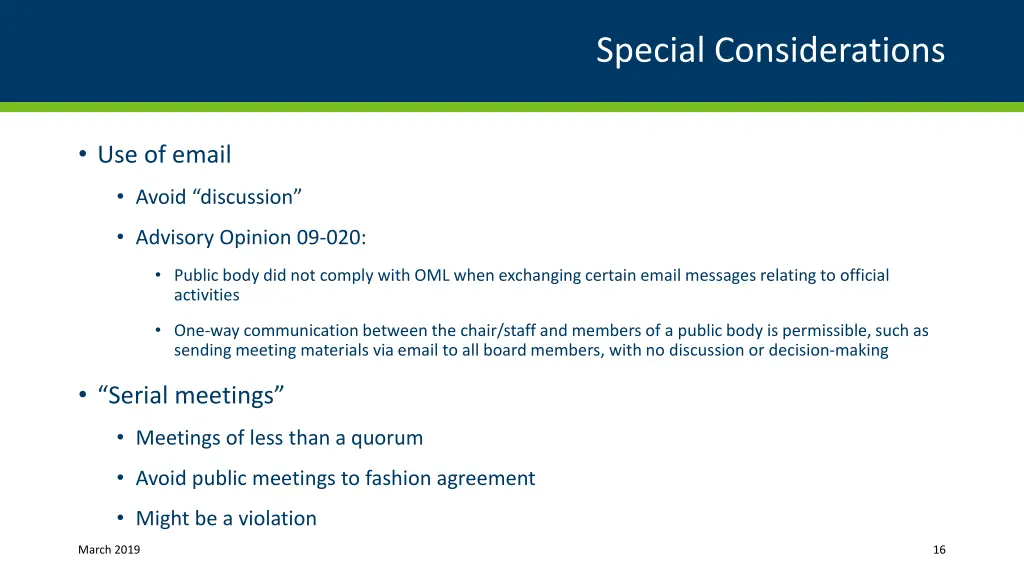 special considerations