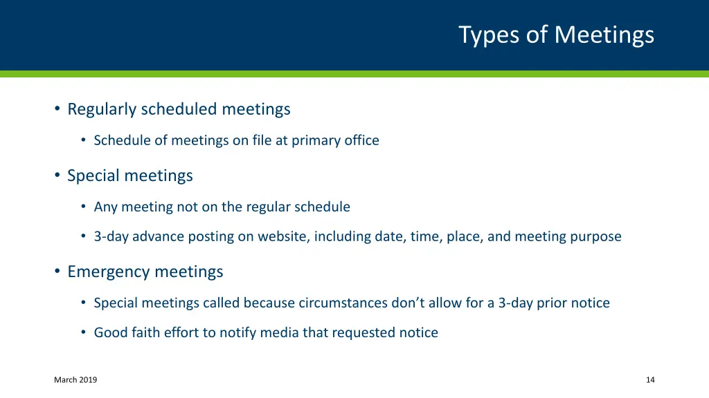 types of meetings