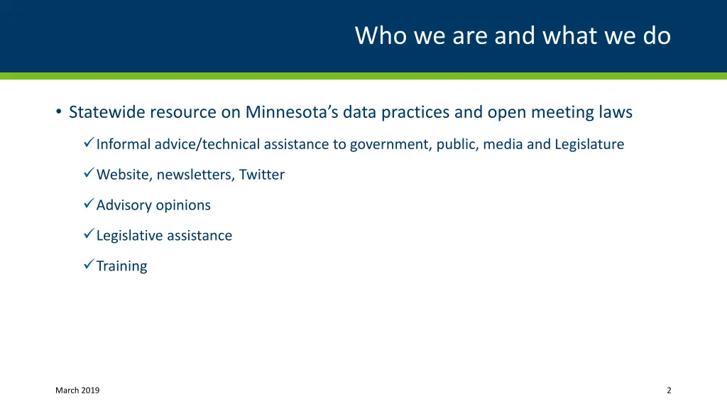 who we are and what we do