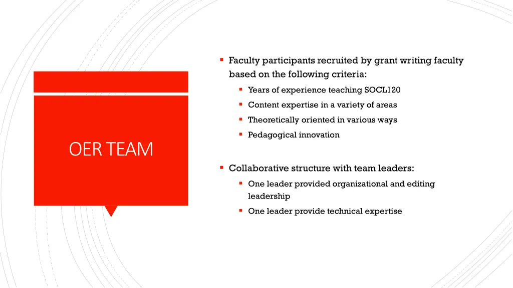 faculty participants recruited by grant writing