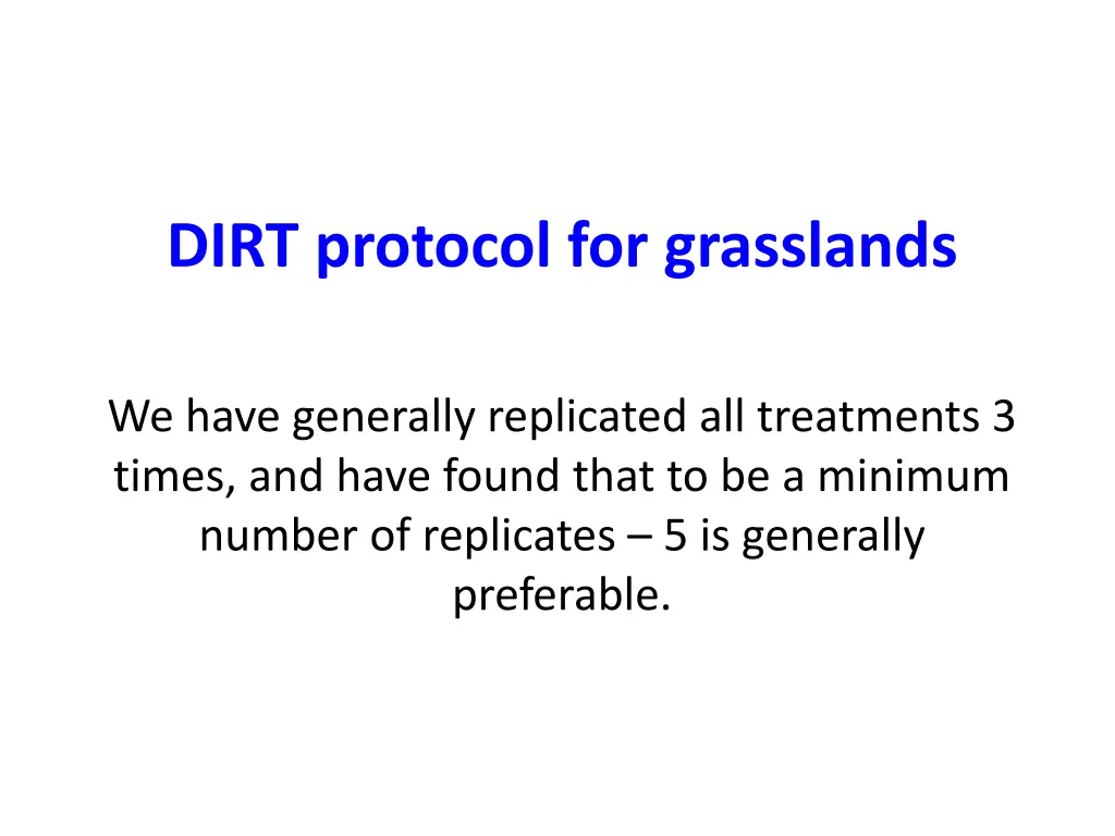 dirt protocol for grasslands