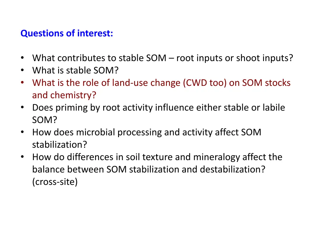 questions of interest 1