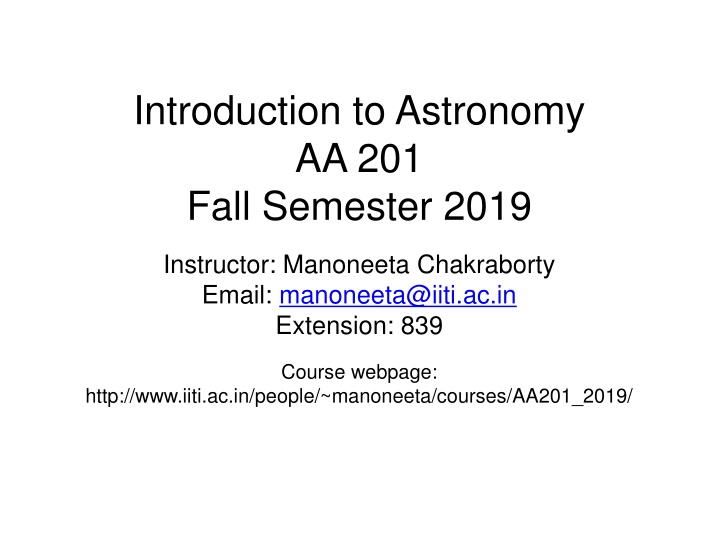introduction to astronomy aa 201 fall semester