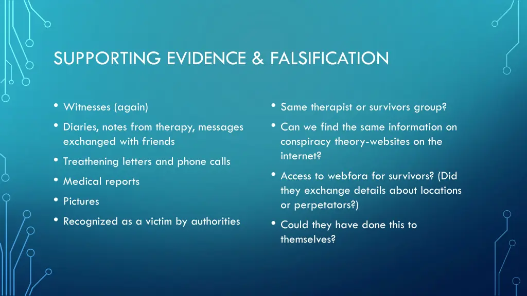 supporting evidence falsification