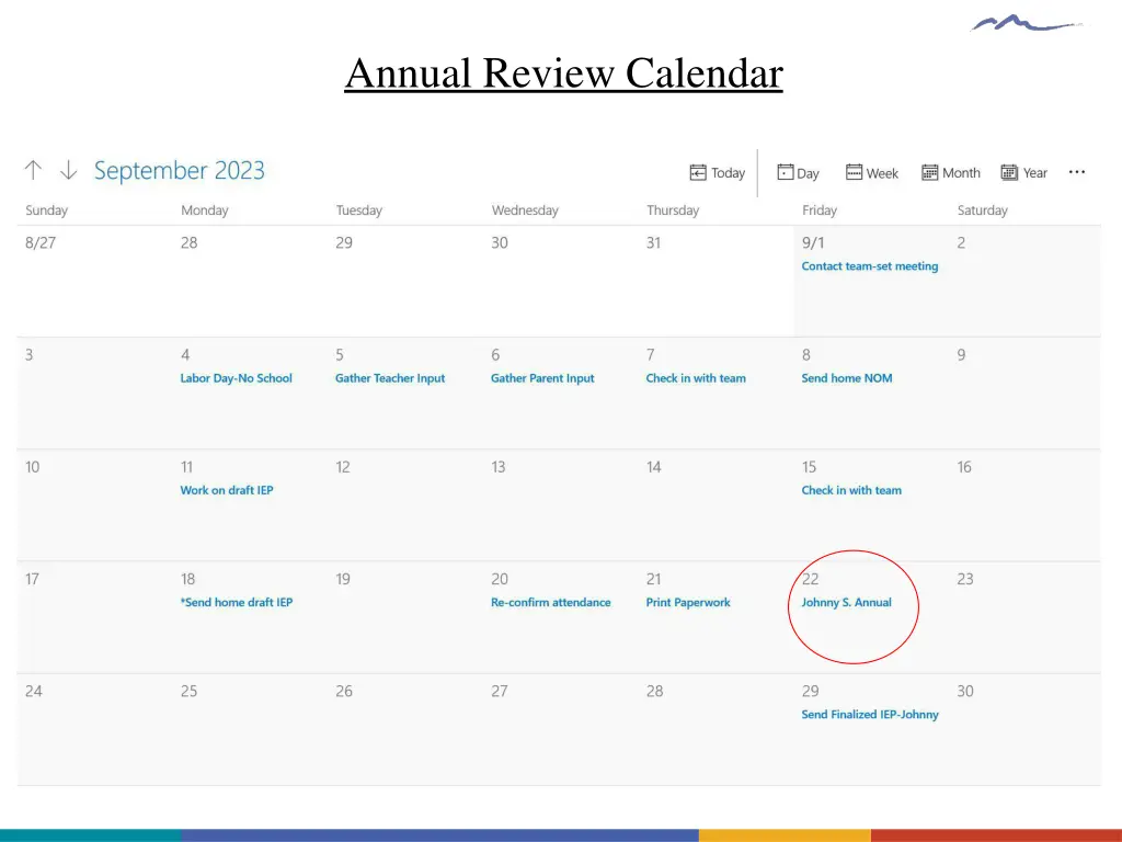 annual review calendar