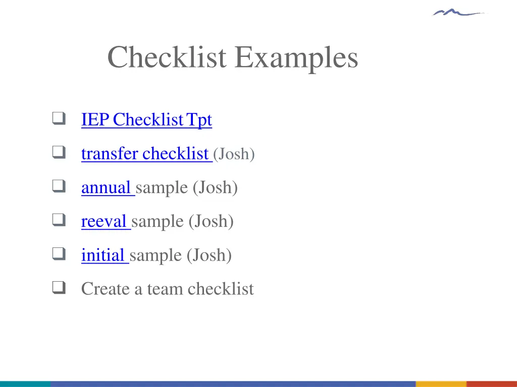 checklist examples