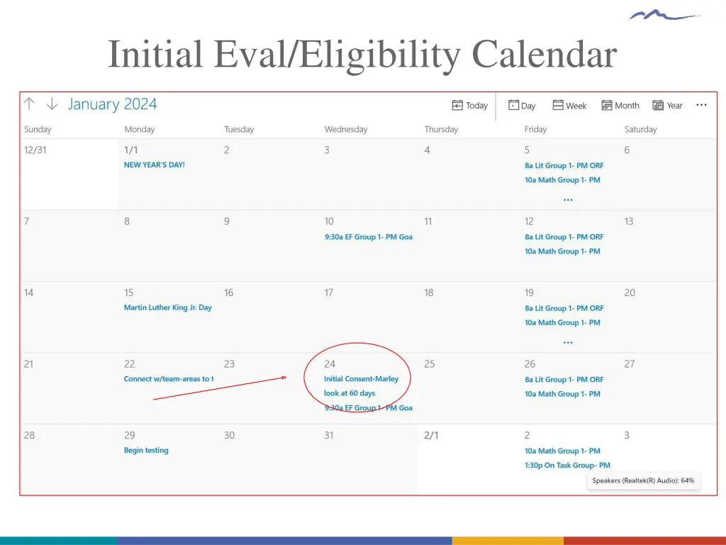 initial eval eligibility calendar