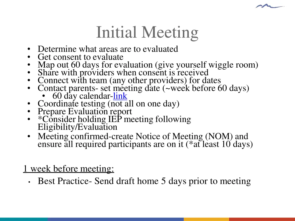 initial meeting