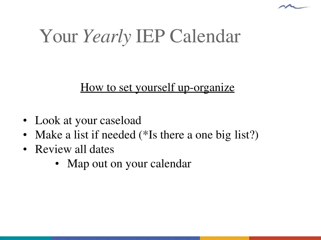 your yearly iep calendar