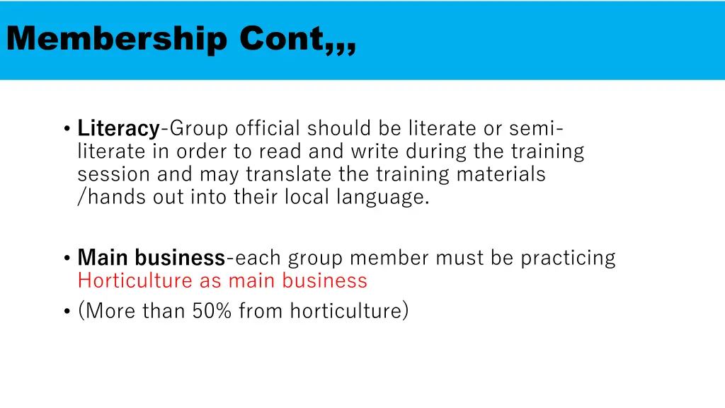 membership cont