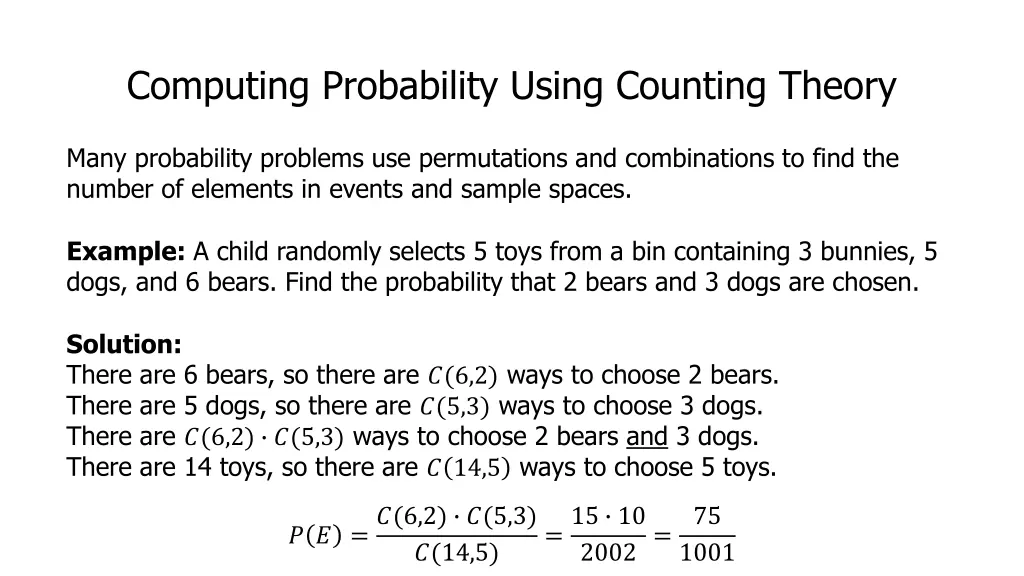 computing probability using counting theory
