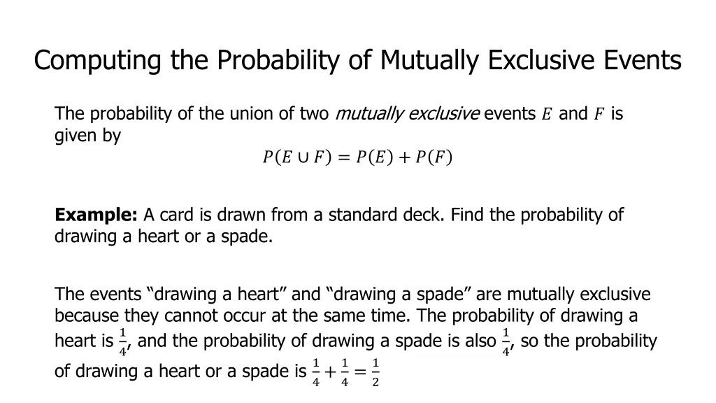 computing the probability of mutually exclusive