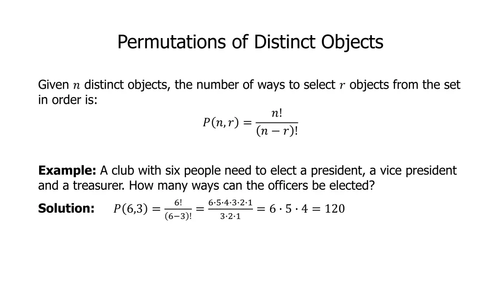 permutations of distinct objects