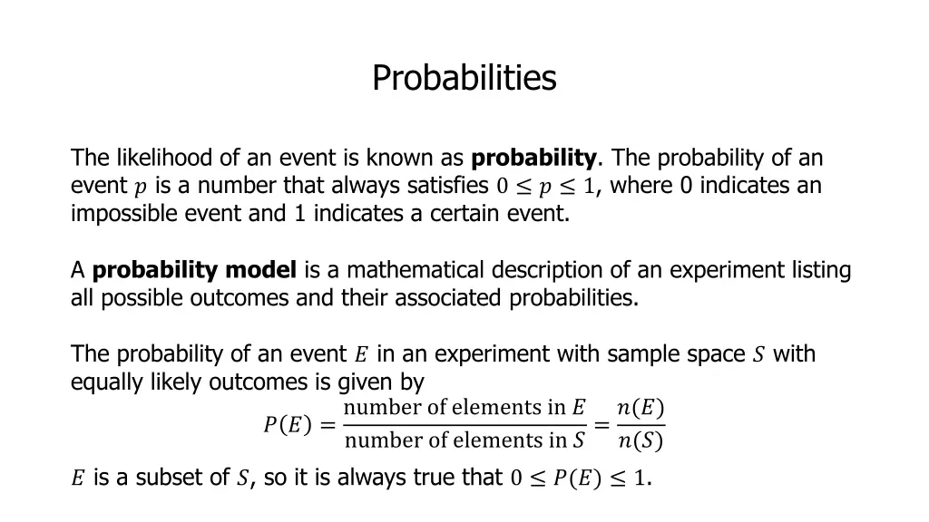 probabilities