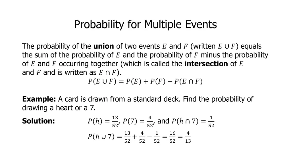 probability for multiple events