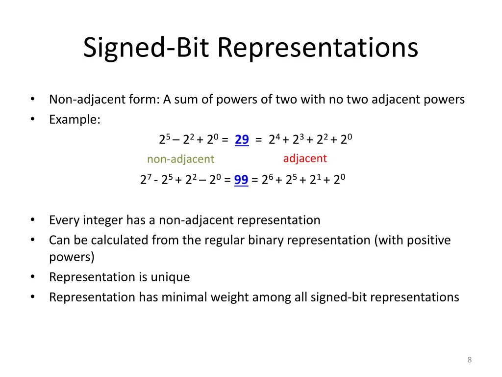 signed bit representations