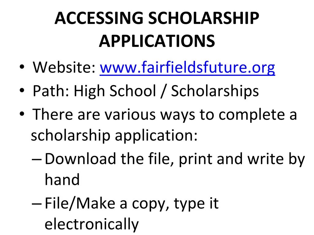accessing scholarship applications website