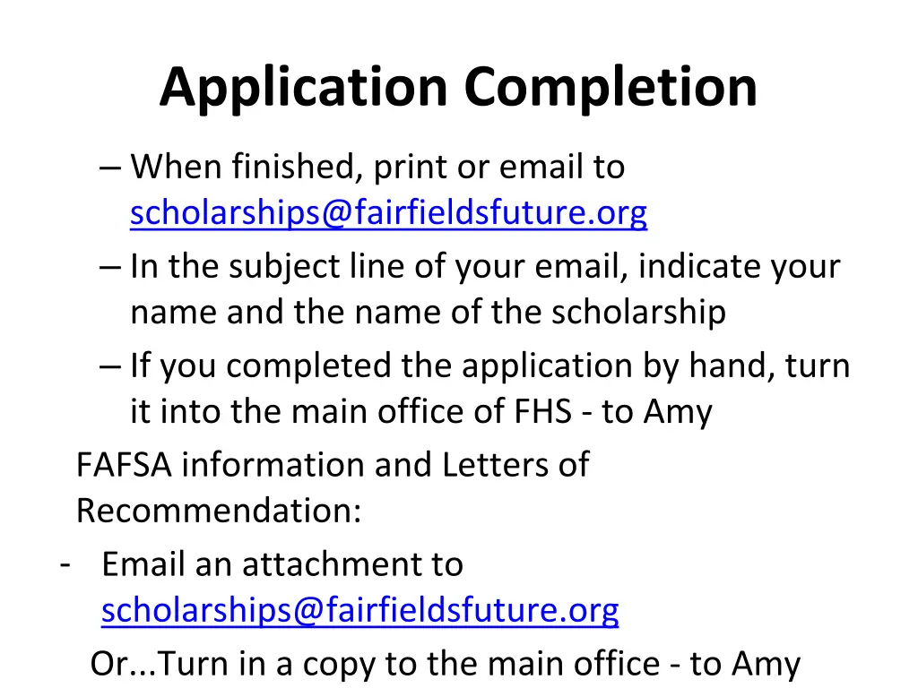 application completion