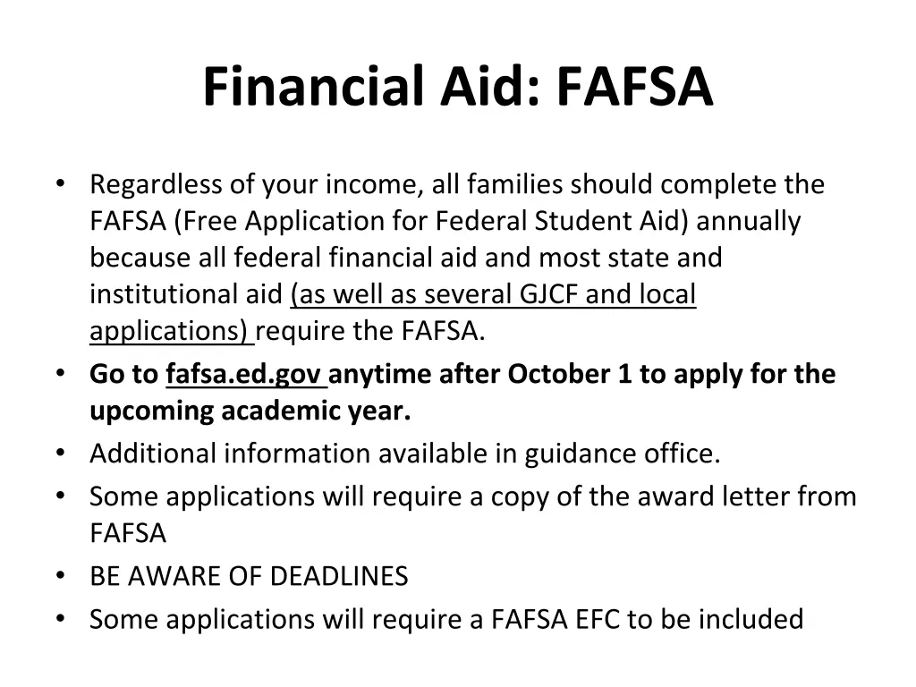 financial aid fafsa