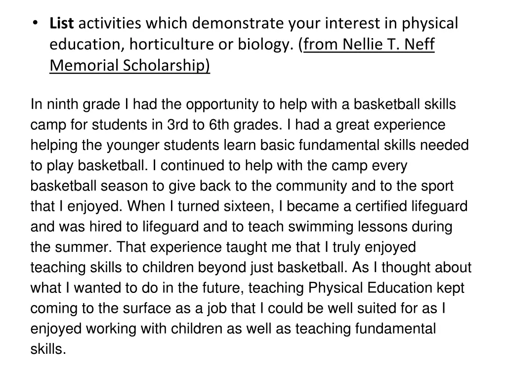 list activities which demonstrate your interest 1