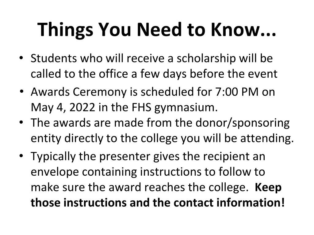 things you need to know