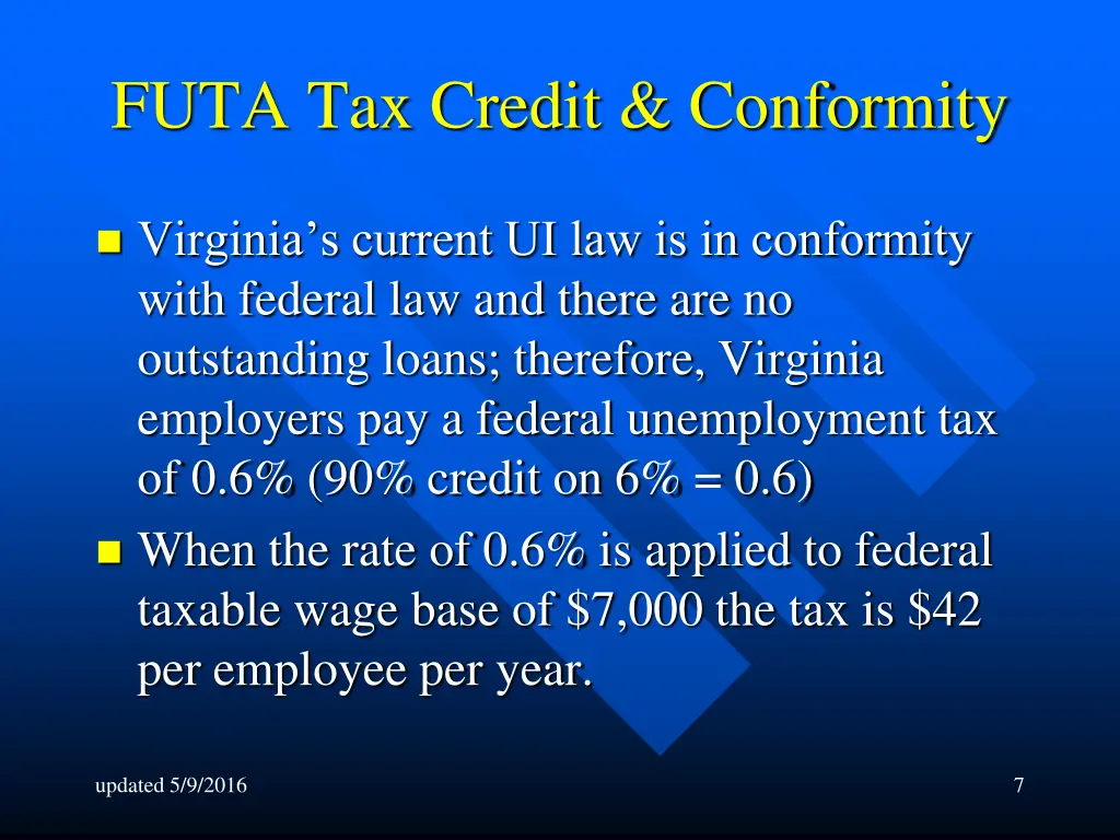 futa tax credit conformity