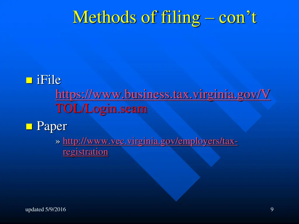 methods of filing con t