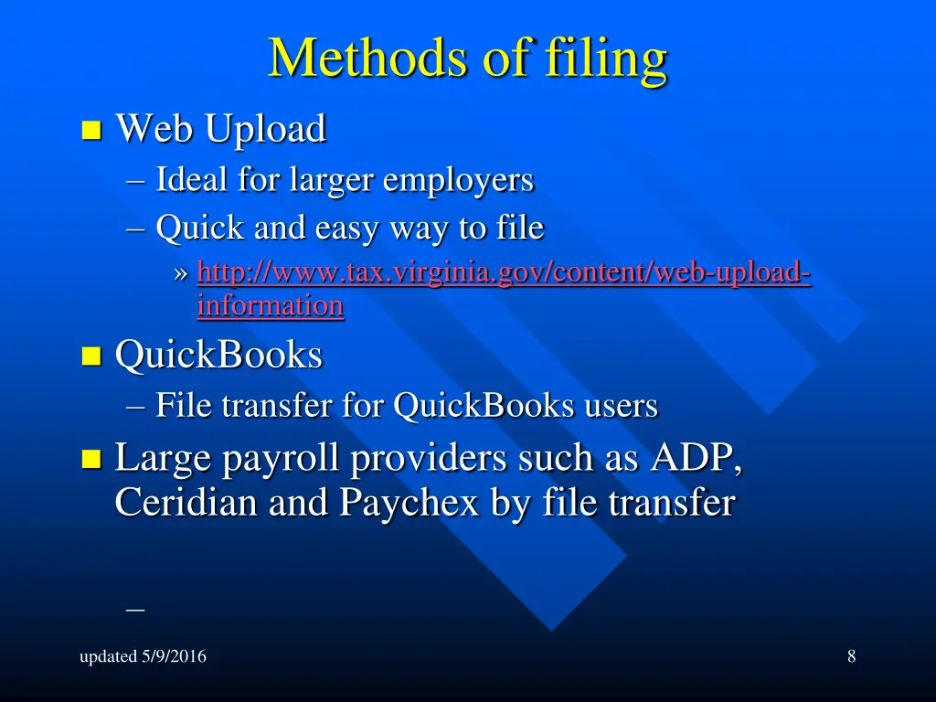 methods of filing web upload ideal for larger