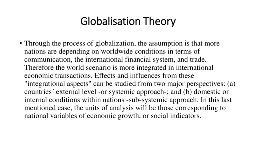 globalisation theory globalisation theory