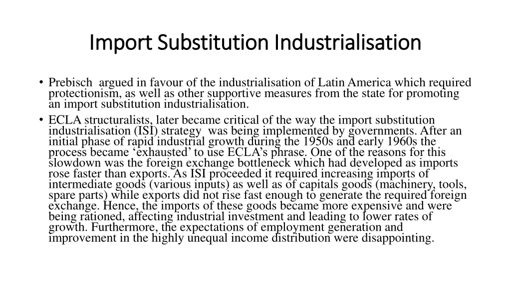 import substitution industrialisation import