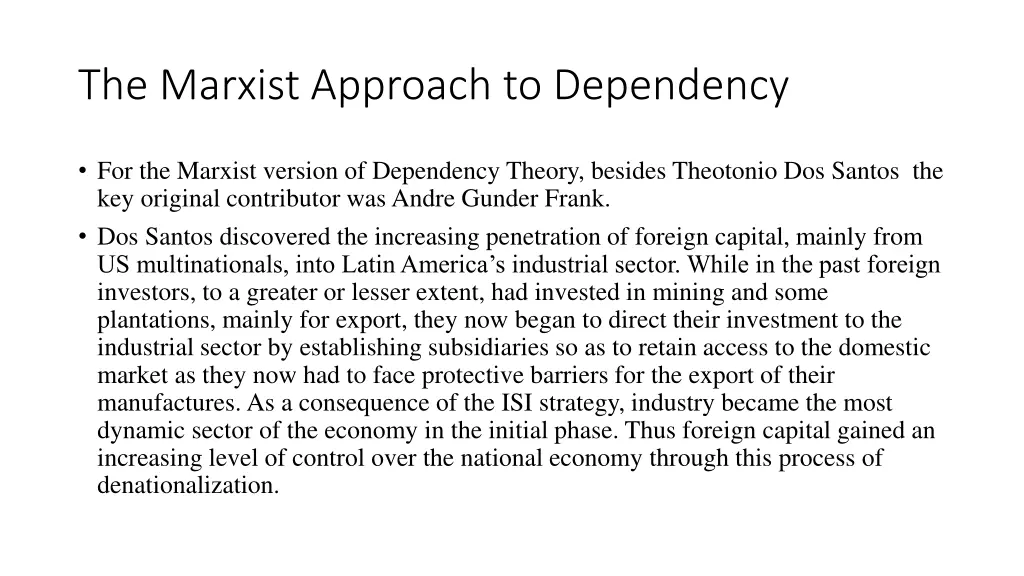 the marxist approach to dependency