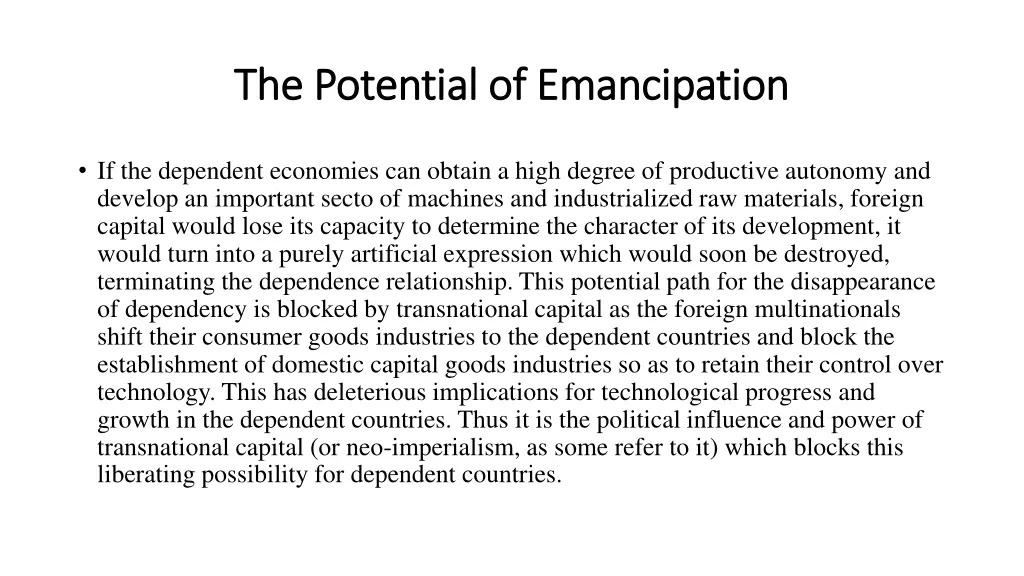 the potential of emancipation the potential