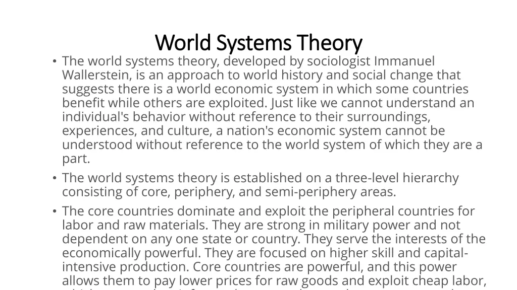 world systems theory world systems theory