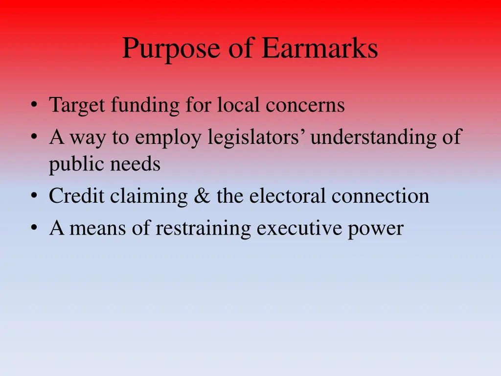 purpose of earmarks