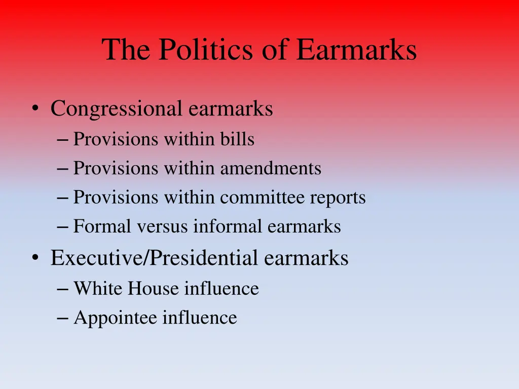 the politics of earmarks