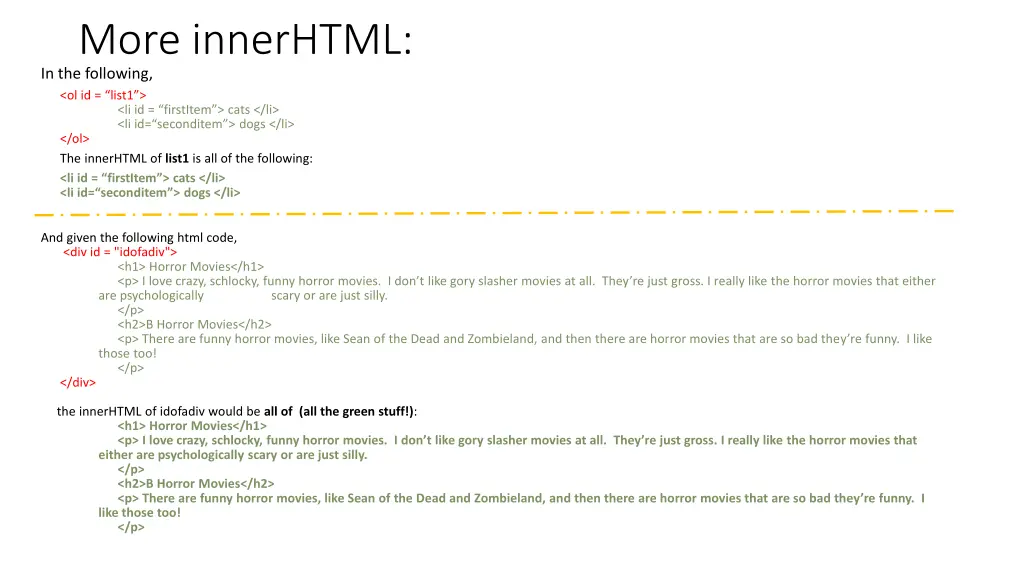 more innerhtml in the following ol id list1