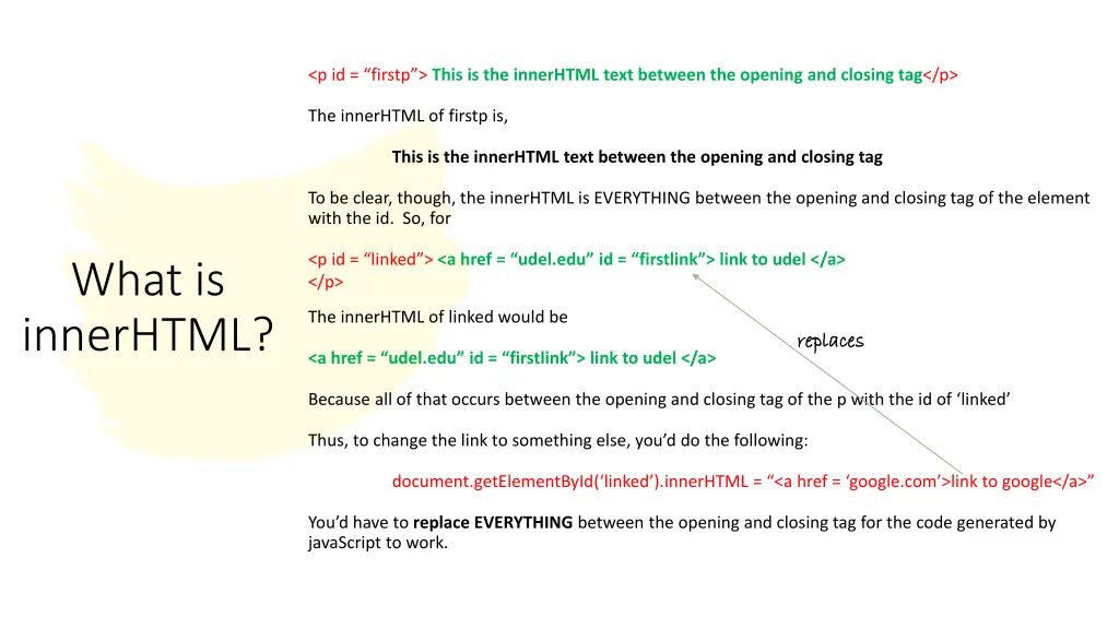 p id firstp this is the innerhtml text between