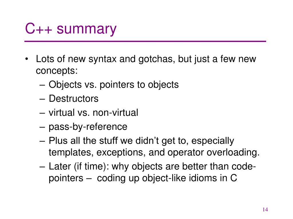 c summary