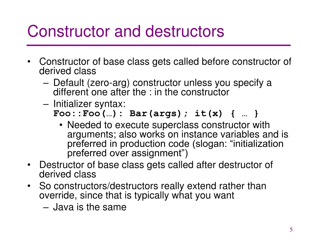 constructor and destructors