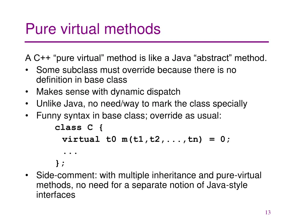 pure virtual methods