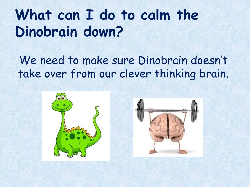 what can i do to calm the dinobrain down