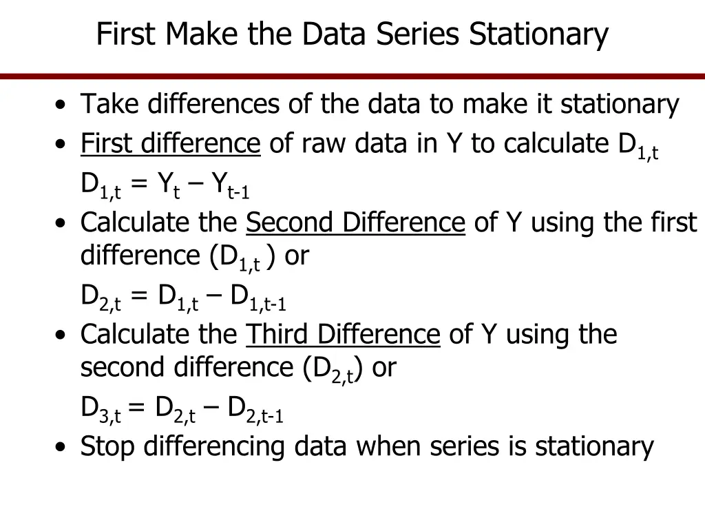 first make the data series stationary