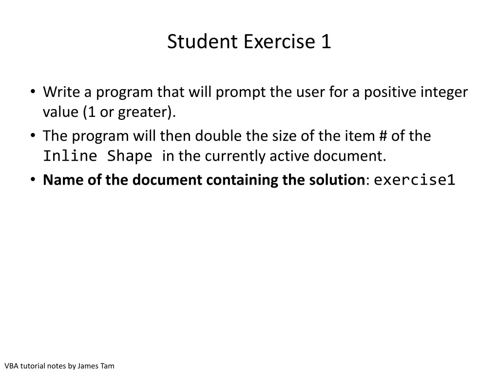 student exercise 1