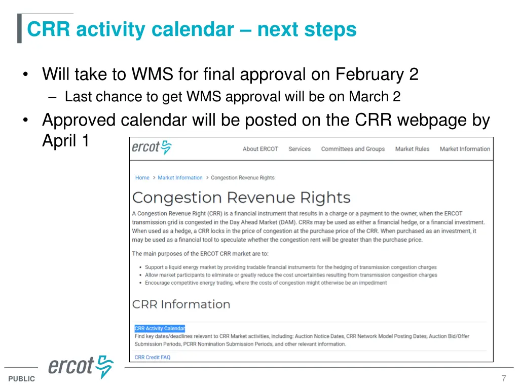 crr activity calendar next steps