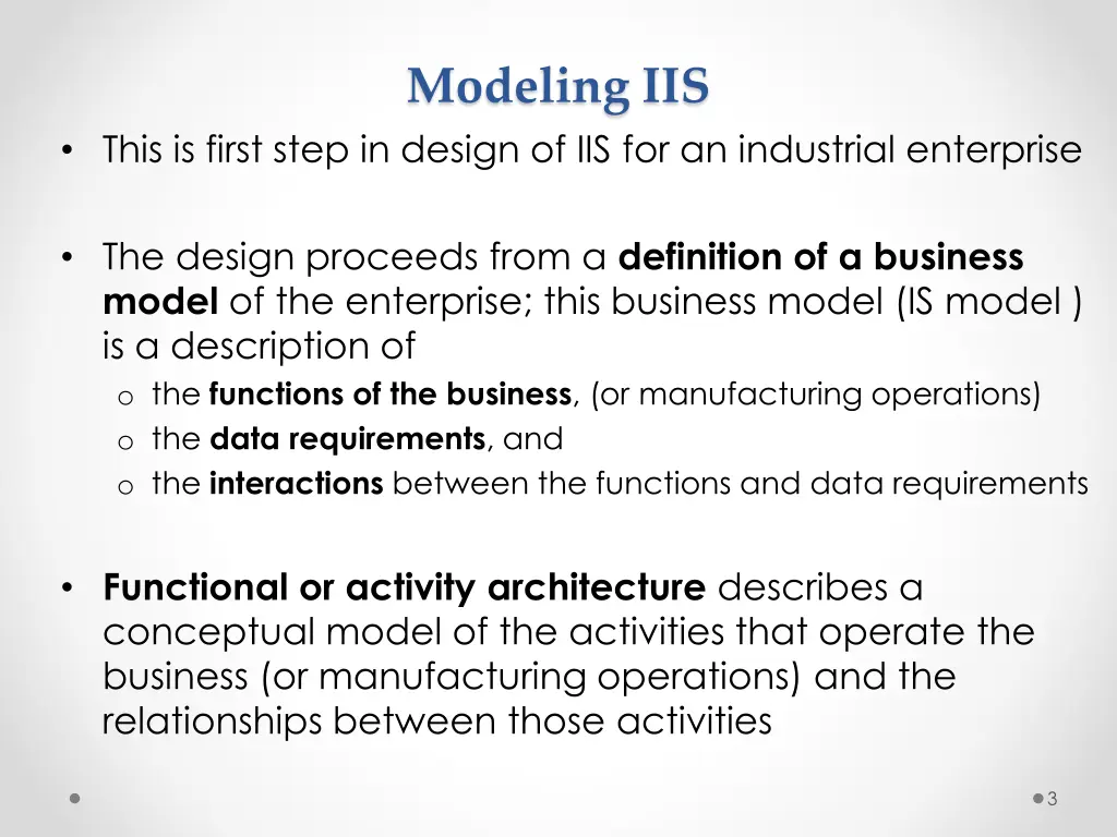 modeling iis