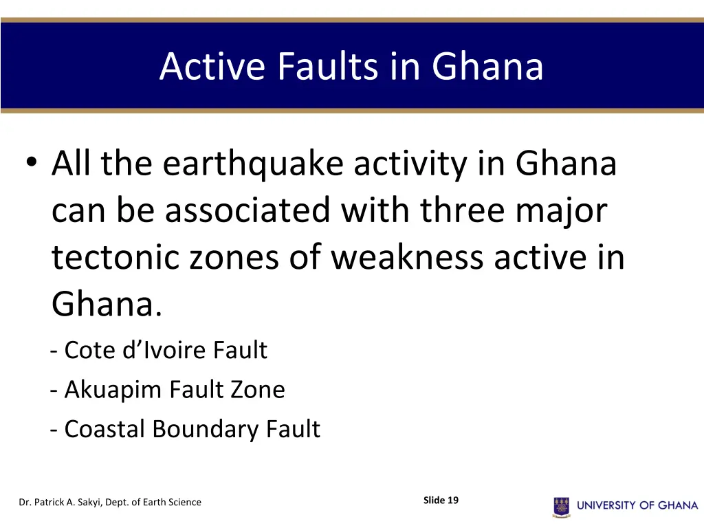 active faults in ghana